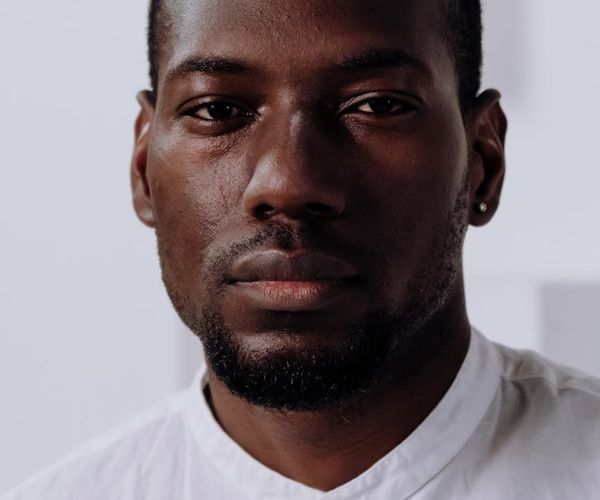 Man looking into the distance with a relaxed expression